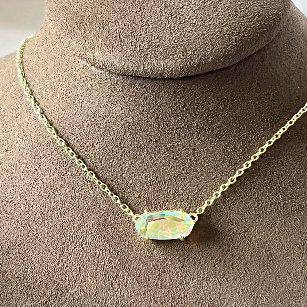NWT Rare & Retired Kendra Scott Ever Necklace Dichroic & Yellow Gold Amazing! - Picture 13 of 14